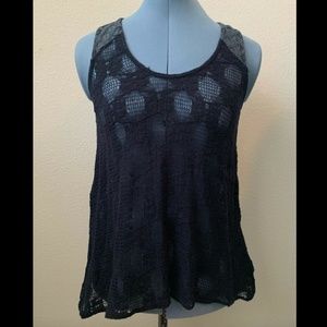 Anthropologie Deletta Navy Sheer Lace Tank Top XS